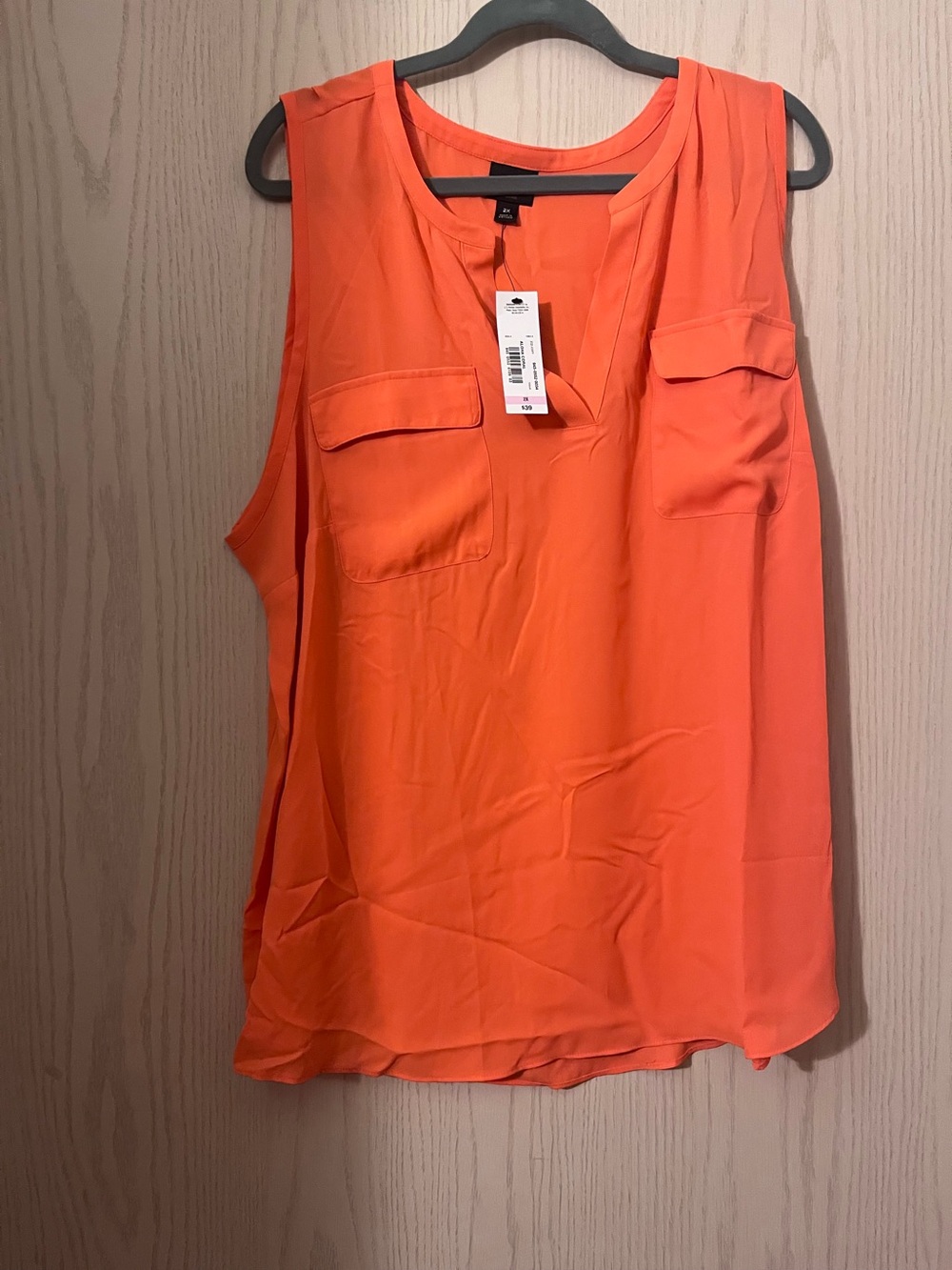 Worthington Sleeveless V-Neck Women’s Top in Bright Orange
